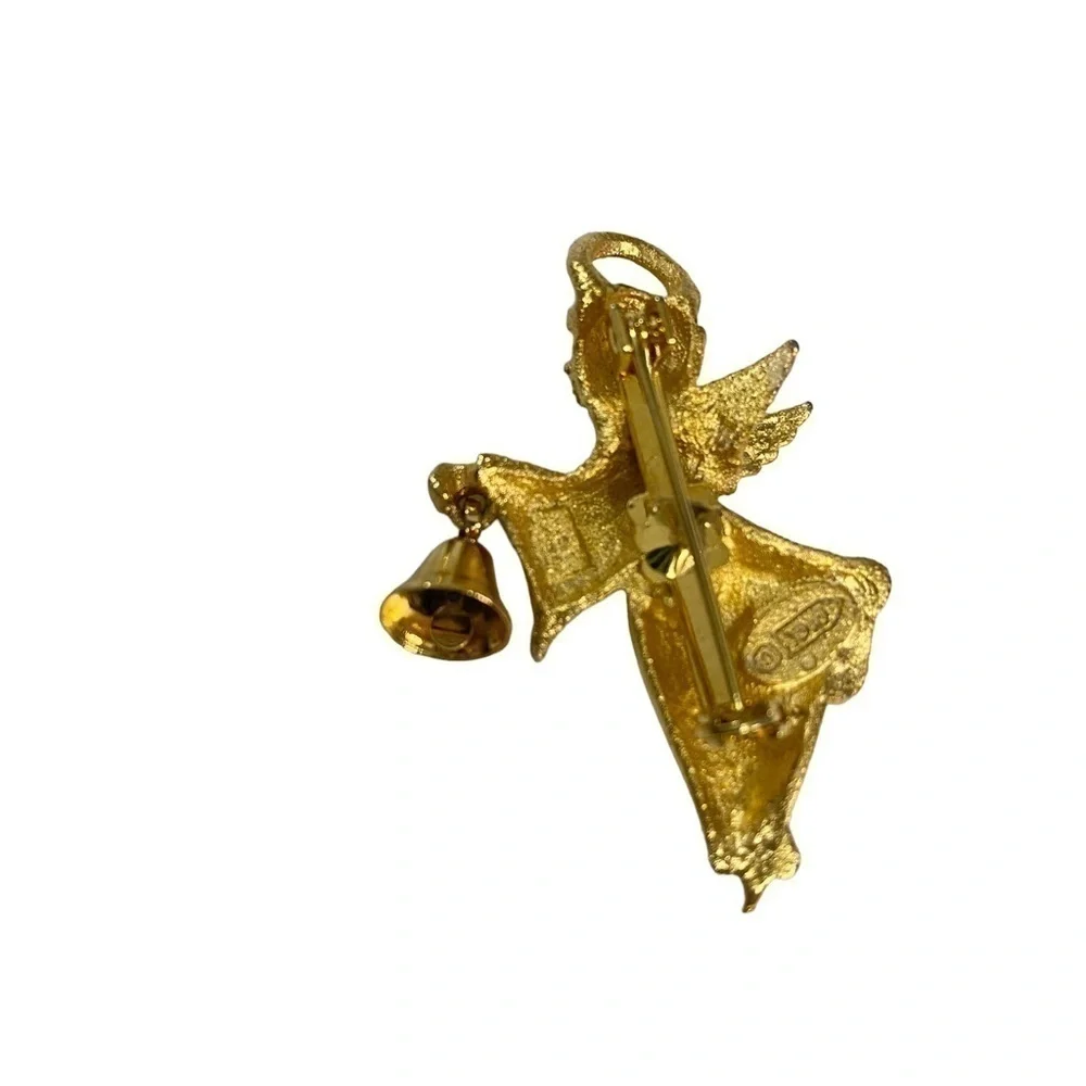 Vintage Robyn Rush Gold Tone Angel with Bell Made in USA​​​